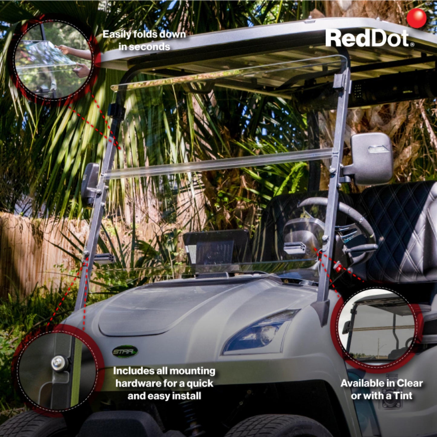 RedDot Star EV Sirius Clear Impact modified Folding Windshield