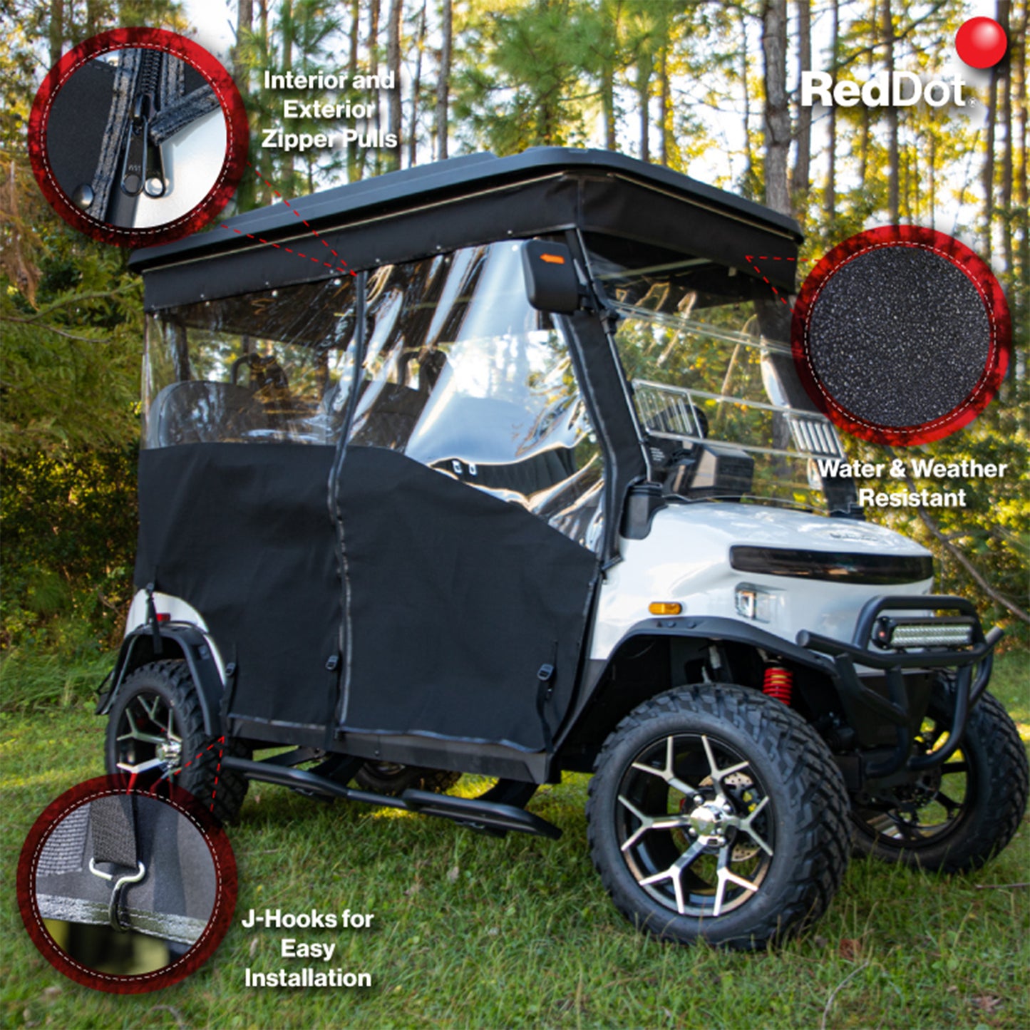 RedDot Denago Rover XL 4 Passenger Black 3-Sided Track Style Enclosure & Valance