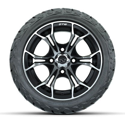 GTW Spyder Black/Machined 12 in Wheels with 215/40-R12 Maverick Low-Profile All-Terrain Tires – Full Set