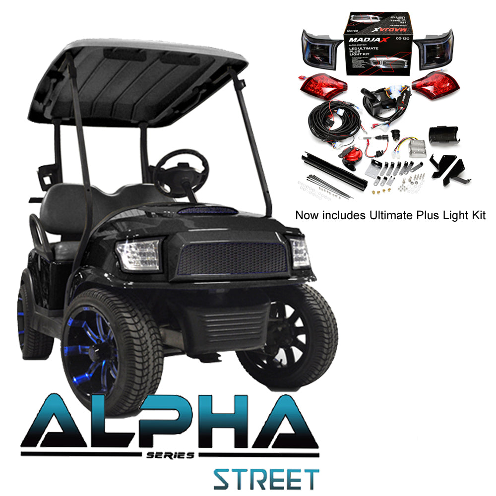 ALPHA Club Car Precedent Street Body Kit in Black with Ultimate Plus Light Kit