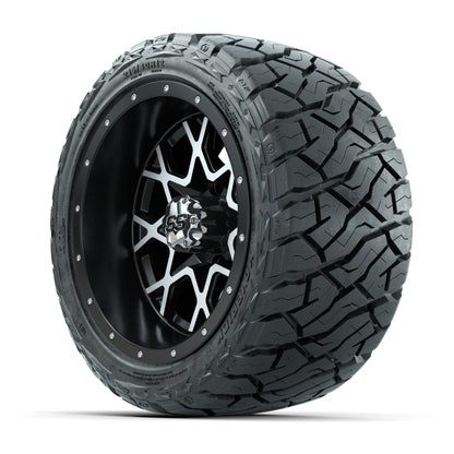 GTW Vortex Matte Black/Machined 12 in Wheels with 215/40-R12 Maverick Low-Profile All-Terrain Tires – Full Set