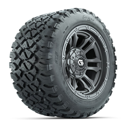 GTW® Shogun Gunmetal 12 in Wheels with 20X10-12 Nomad Steel Belt Radial All-Terrain Tires – Full Set