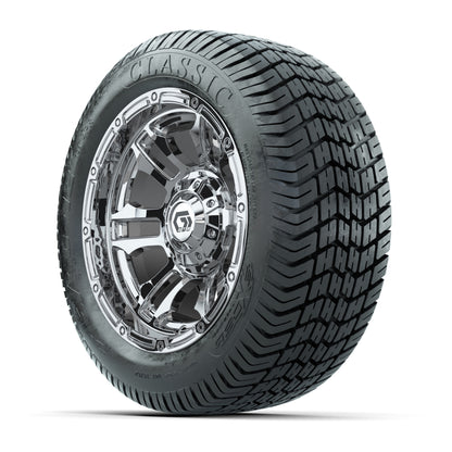 GTW® Shogun Chrome 12 in Wheels with 215/40-12 Excel Classic Street Tires – Full Set