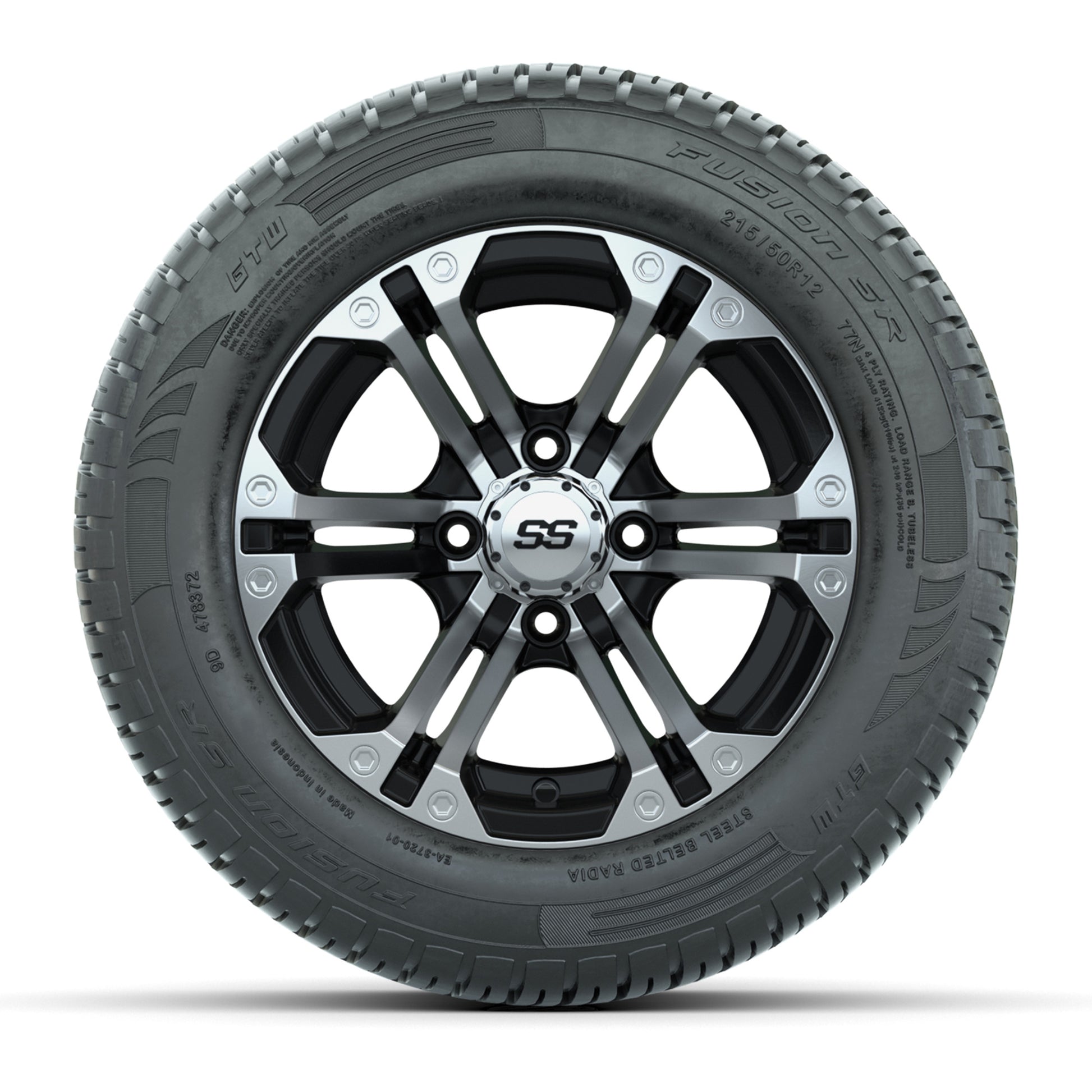Set of (4) 12 in GTW Specter Wheels with 215/50-R12 Fusion S/R Street Tires