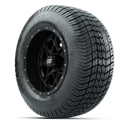 GTW® Vortex 2 Matte Black/Machined 12 in Wheels with 255/50-12 Excel Classic Street Tires – Full Set