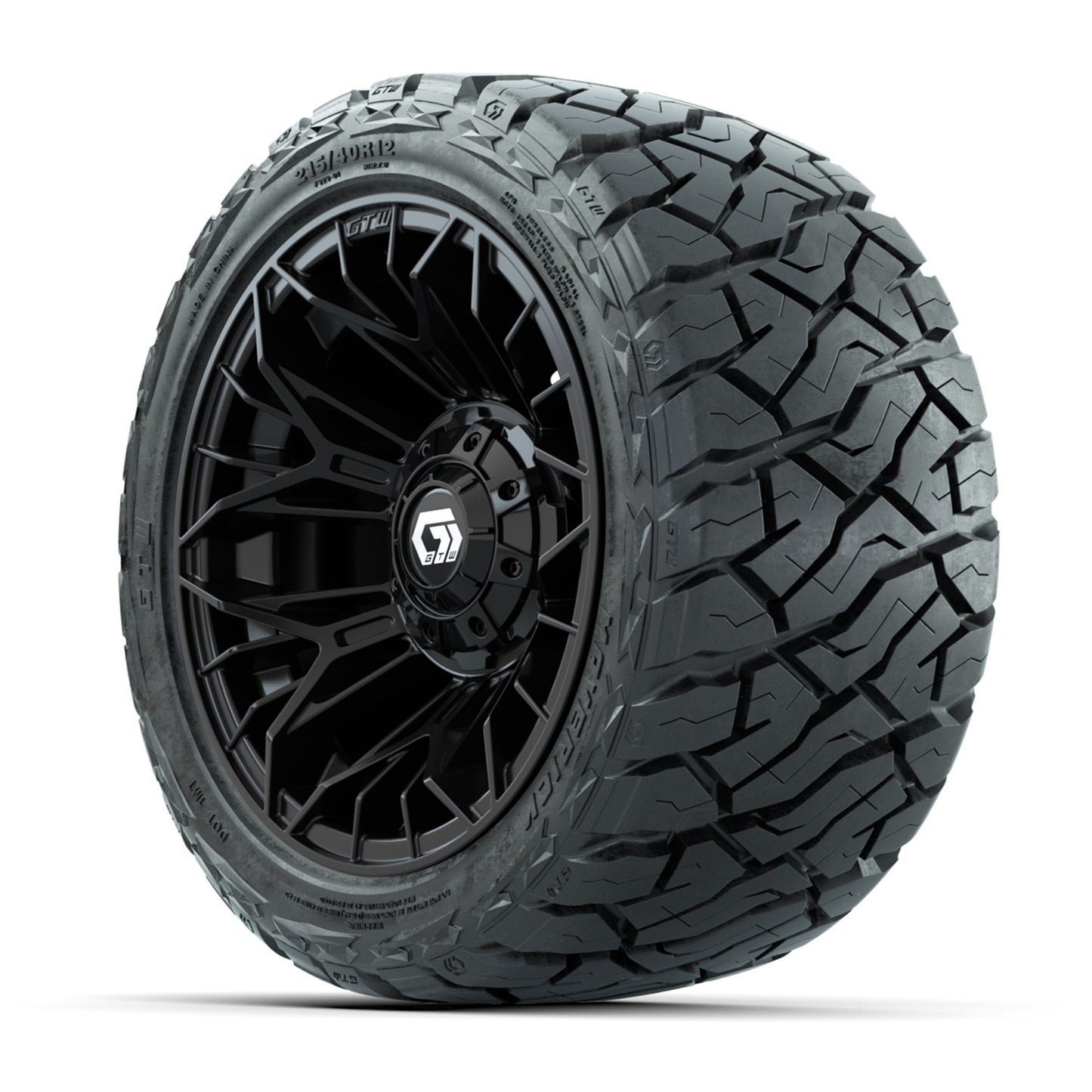 GTW Stellar Black 12 in Wheels with 215/40-R12 Maverick Low-Profile All-Terrain Tires - Full Set