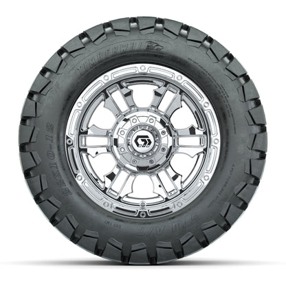 GTW® Shogun Chrome 12 in Wheels with 22x10-12 Timberwolf All-Terrain Tires - Full Set