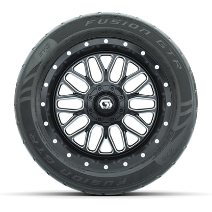 GTW® Helix Black/Machined 14 in Wheels with 255/45-R14 Fusion GTR Steel Belt Radial Street Tires – Full Set