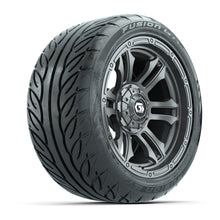 GTW® Shogun Gunmetal 14 in Wheels with 225/40-R14 Fusion GTR Steel Belt Radial Street Tires – Full Set