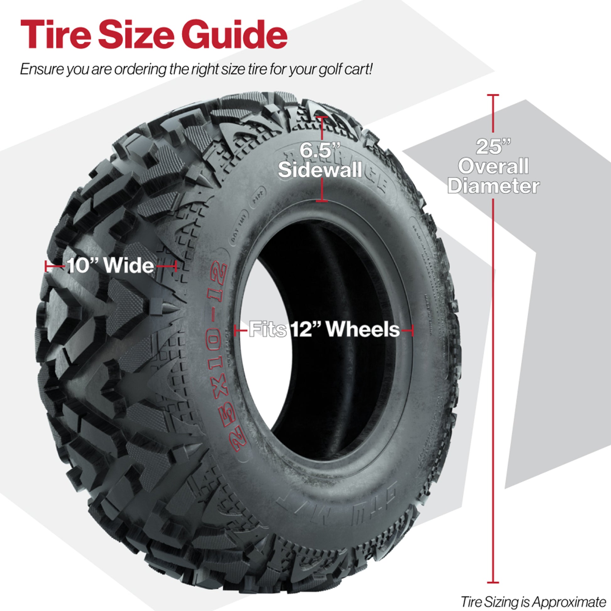 GTW® Shogun Gunmetal 12 in Wheels with 25X10-12 Barrage Mud Tires – Full Set