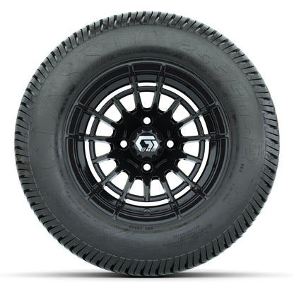GTW® Boost Gloss Black 12 in Wheels with 255/50-12 Excel Classic Street Tires – Full Set