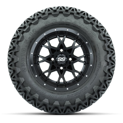 GTW® Vortex 2 Matte Black 12 in Wheels with 23X10.5-12 Predator All-Terrain Tires – Full Set