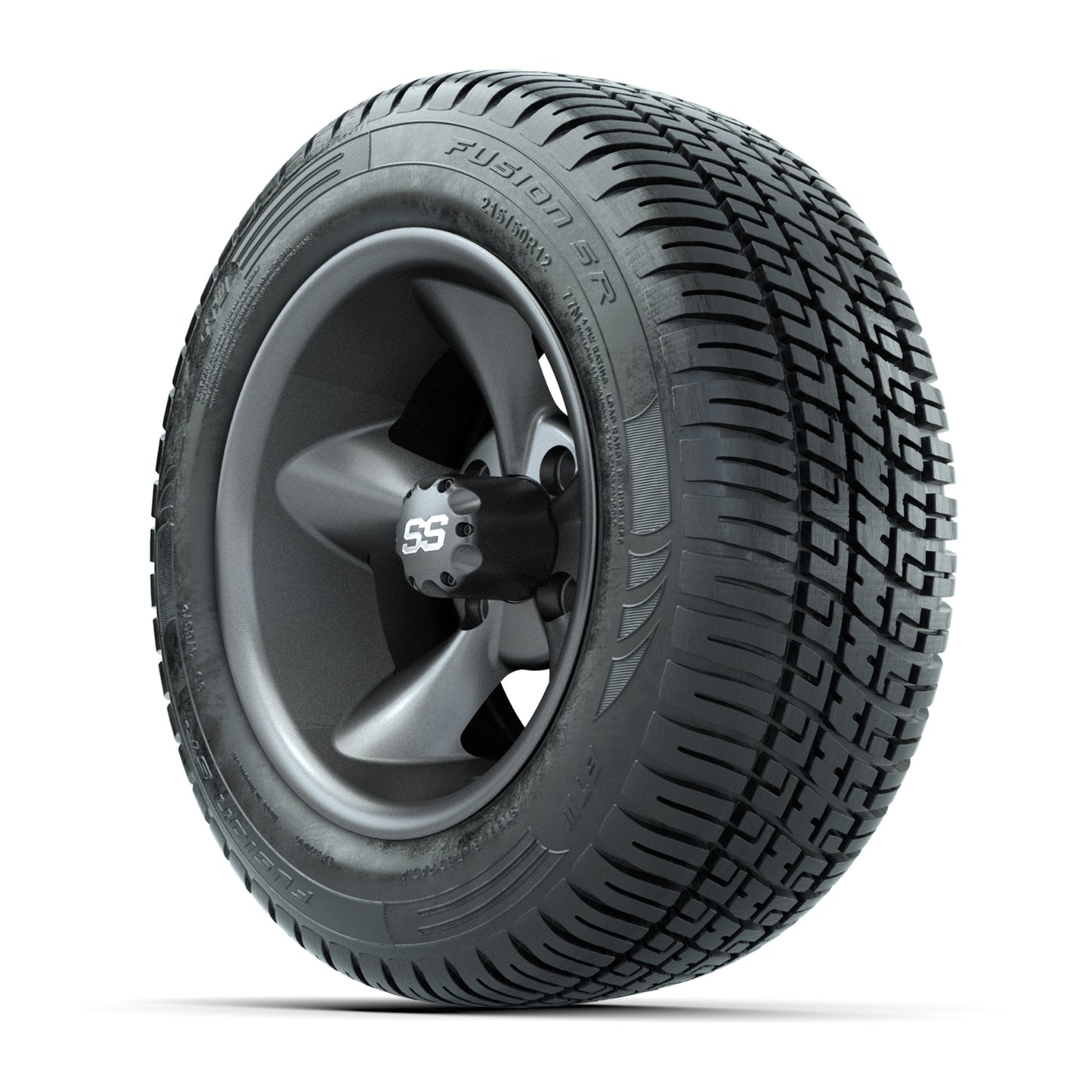 Set of (4) 12 in GTW Godfather Wheels with 215/50-R12 Fusion S/R Street Tires