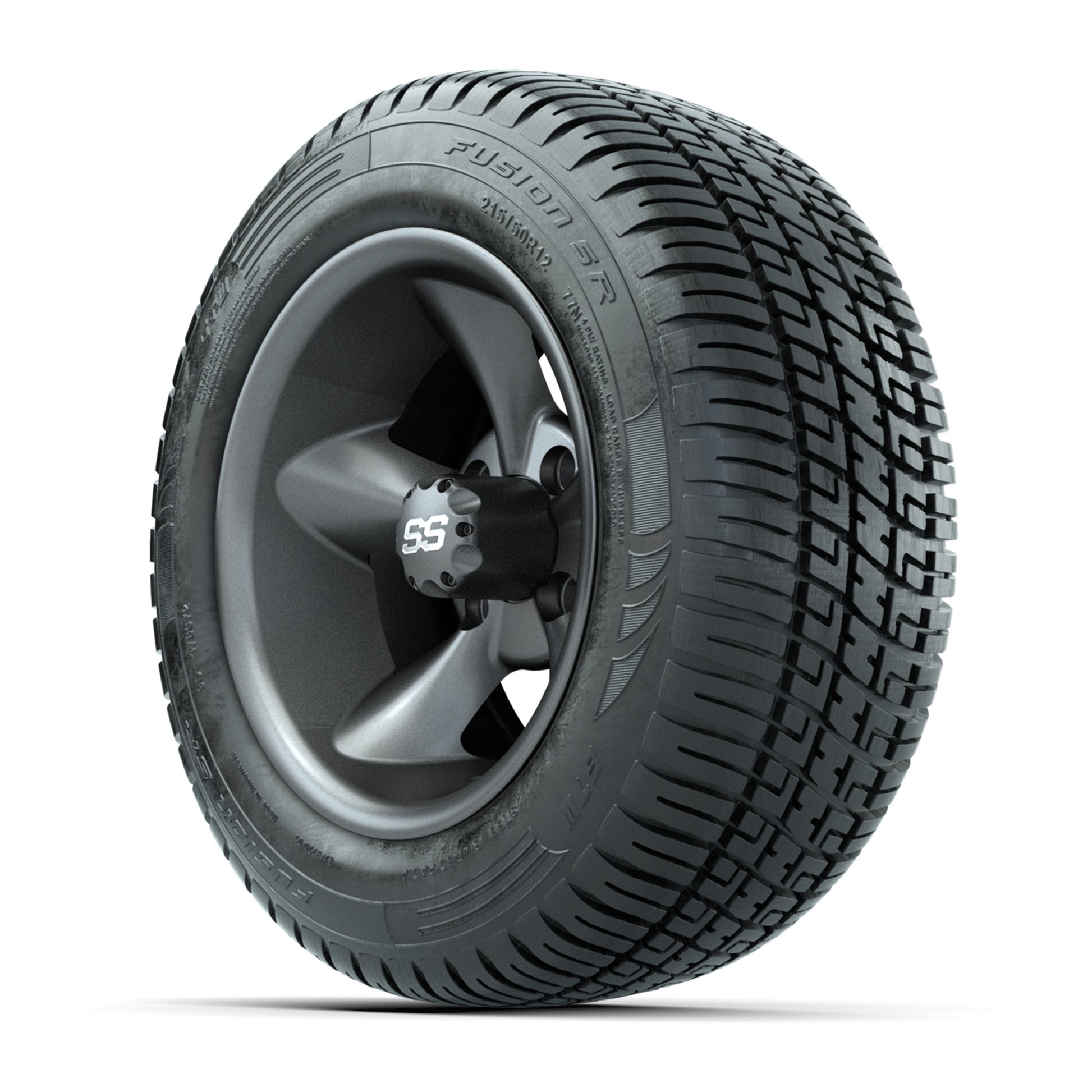 Set of (4) 12 in GTW Godfather Wheels with 215/50-R12 Fusion S/R Street Tires
