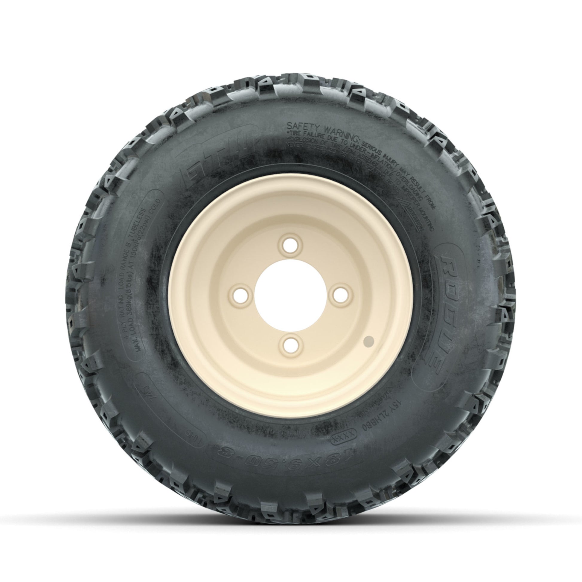 GTW Steel Yamaha Ivory Centered 8 in Wheels with 18x9.50-8 Rogue All Terrain Tires – Full Set