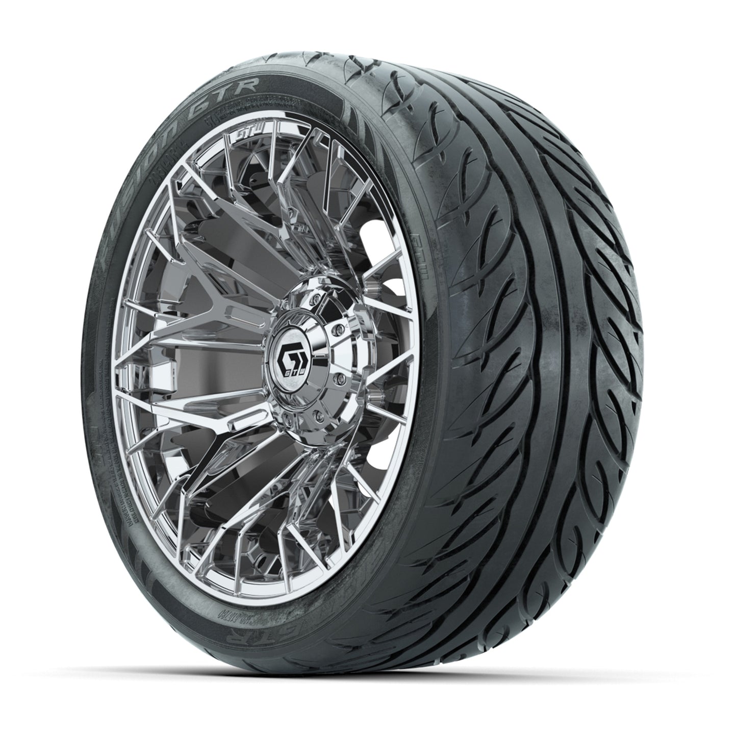 Set of (4) 14 in GTW® Stellar Chrome Wheels with 205/40-R14 Fusion GTR Street Tires