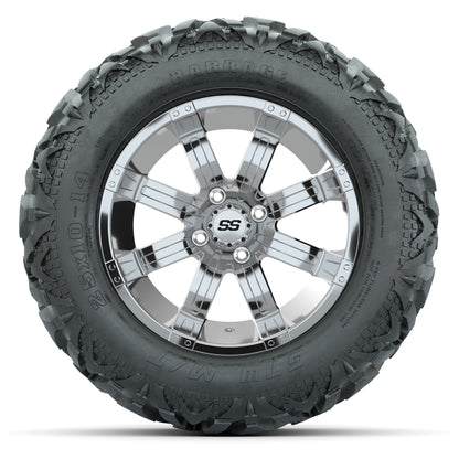 GTW Tempest Chrome 14 in Wheels with 25x10-14 Barrage Mud Tires – Full Set