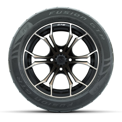 GTW® Spyder Matte Black/Bronze 14 in Wheels with 255/45-R14 Fusion GTR Steel Belt Radial Street Tires – Full Set