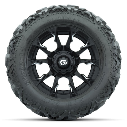 GTW Diablo Gloss Black/Machined 14 in Wheels with 25x10-14 Barrage Mud Tires – Full Set