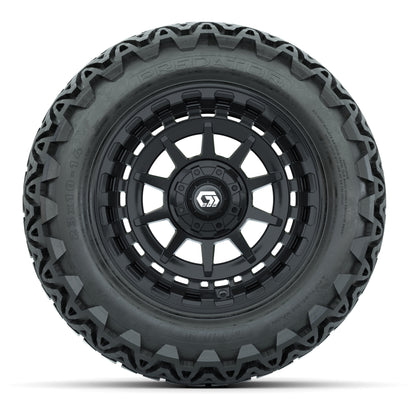 GTW® Barricade Gloss Black 14 in Wheels with 23x10-14 Predator All-Terrain Tires – Full Set