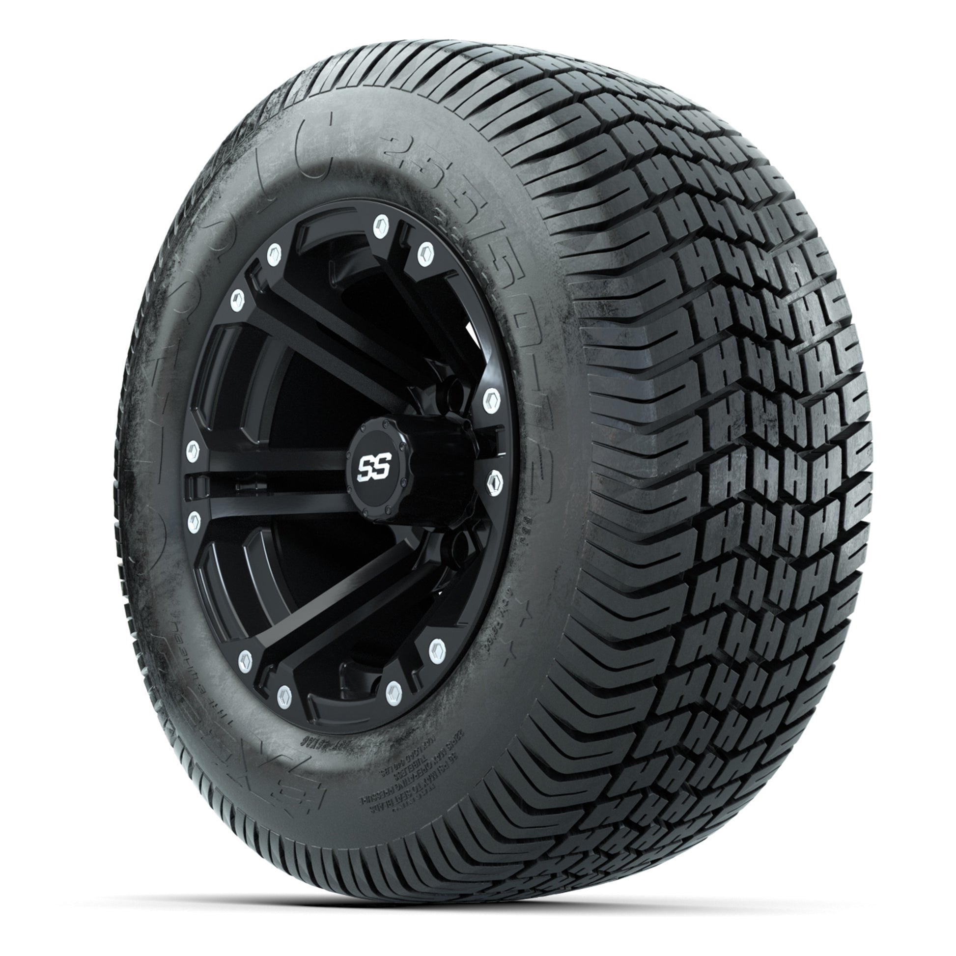 GTW® Specter Matte Black 12 in Wheels with 255/50-12 Excel Classic Street Tires – Full Set