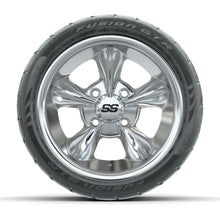 GTW® Godfather Chrome 12 in Wheels with 215/40-R12 Fusion GTR Steel Belt Radial Street Tires – Full Set
