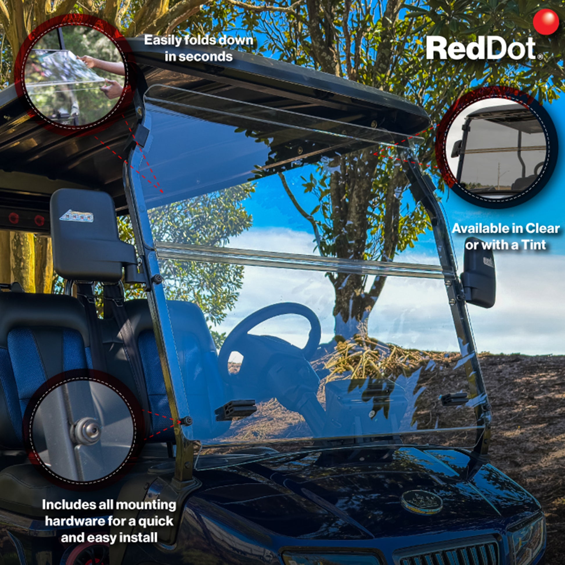 RedDot Evolution D5 Ranger & Maverick Clear 1/4" Folding Windshield