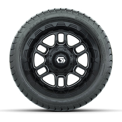 Set of (4) 12 in GTW® Titan Machined & Black Wheels with 215/35-12 Mamba Street Tires