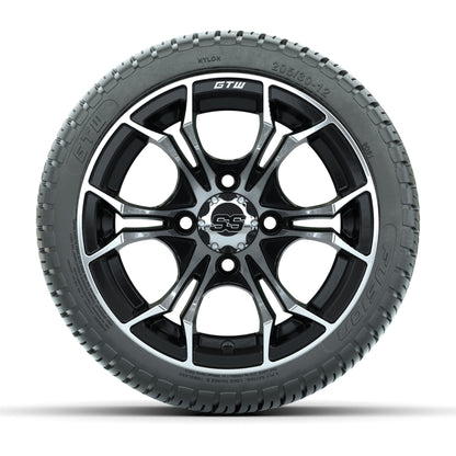 GTW Spyder Machined and Black 12 in Wheels with 18in Fusion Street Tires – Set of 4