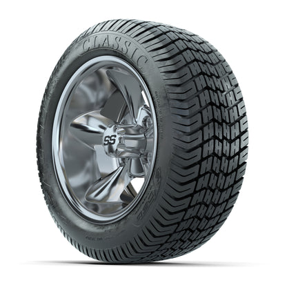 GTW® Godfather Chrome 12 in Wheels with 215/40-12 Excel Classic Street Tires – Full Set