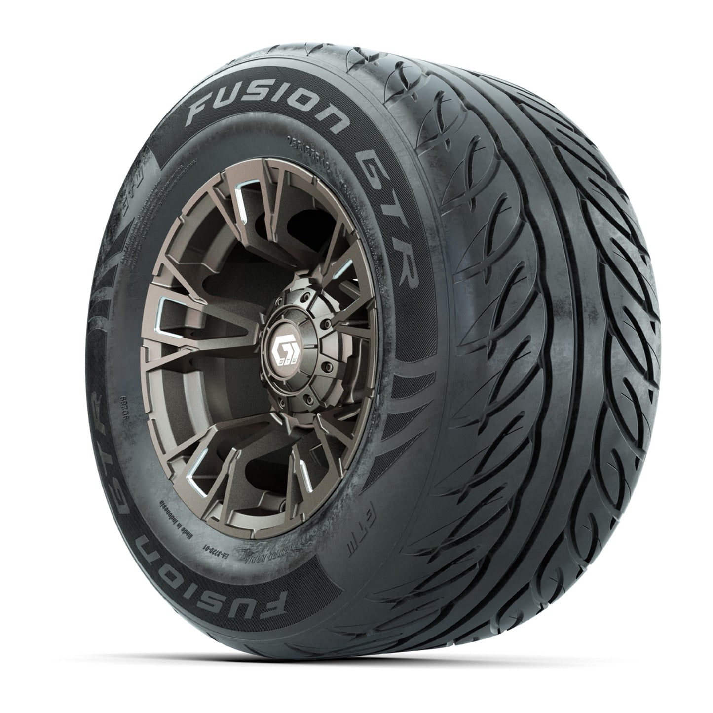 GTW® Vandal Bronze/Machined 12 in Wheels with 255/55-R12 Fusion GTR Steel Belt Radial Street Tires – Full Set