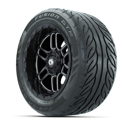 GTW® Titan Black/Machined 14 in Wheels with 255/45-R14 Fusion GTR Steel Belt Radial Street Tires – Full Set