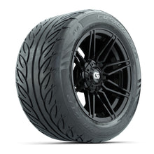 GTW® Stealth Gloss Black 14 in Wheels with 255/45-R14 Fusion GTR Steel Belt Radial Street Tires – Full Set