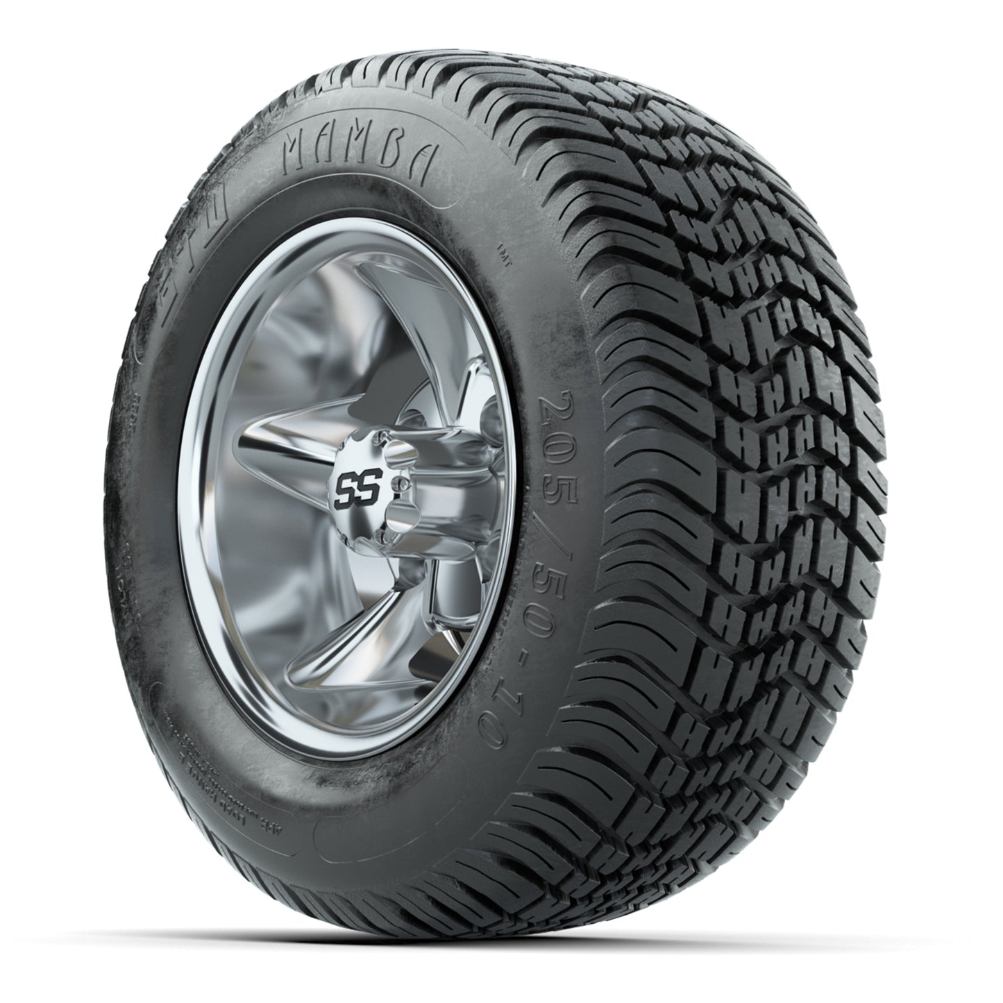 GTW Godfather Chrome 10 in Wheels with 205/50-10 Mamba Street Tires – Full Set