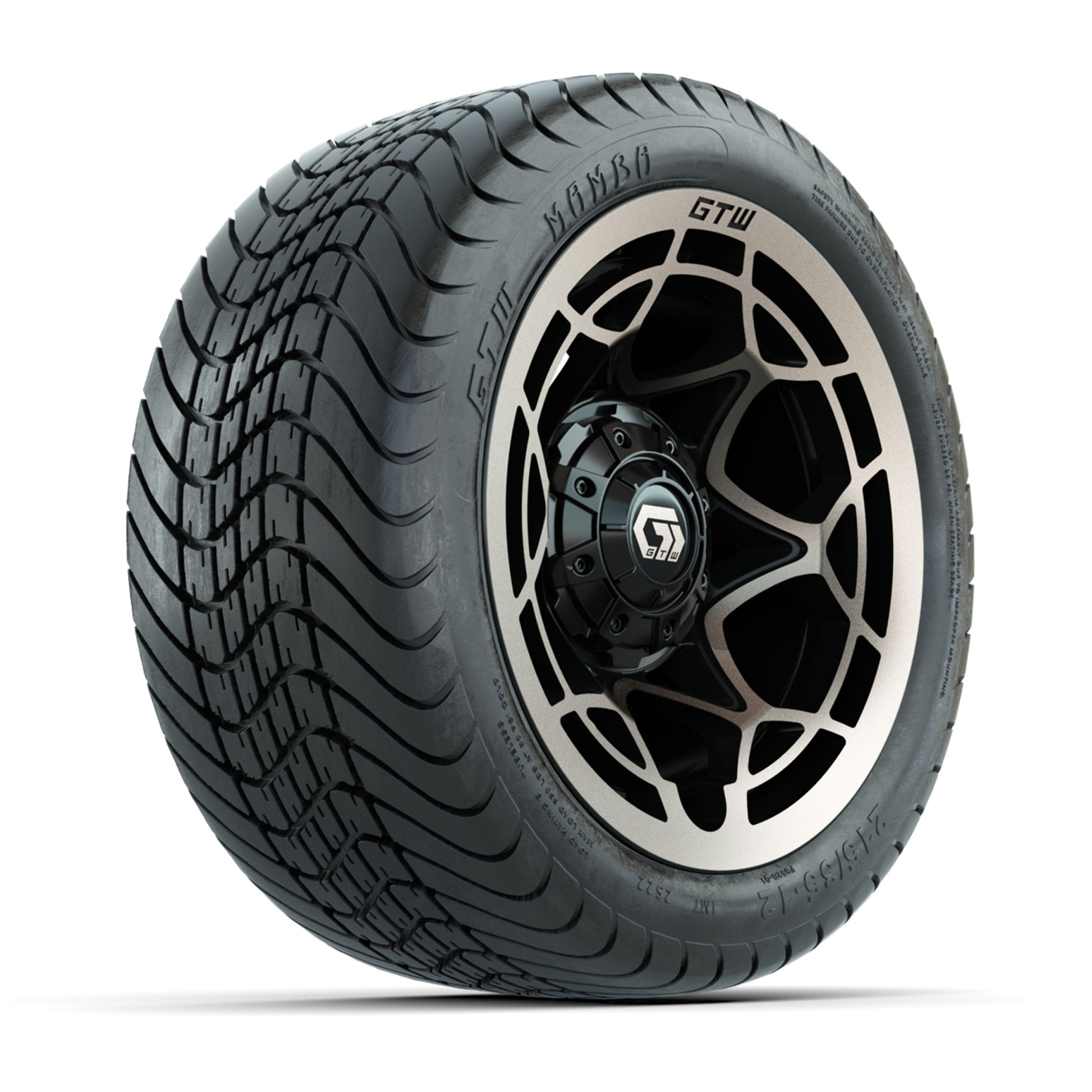 GTW® Nexus Gloss Black/Satin Bronze 12 in Wheels with 215/35-12 Mamba Street Tires – Full Set