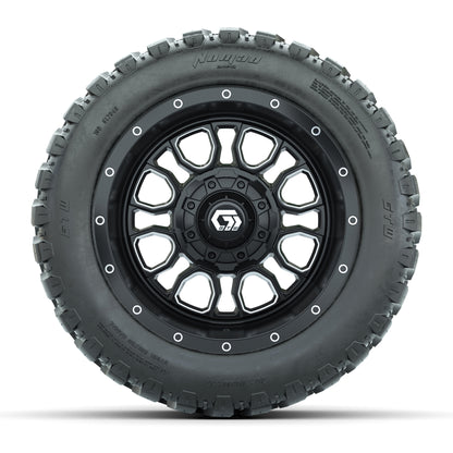 GTW® Volt Black/Machined 12 in Wheels with 20X10-12 Nomad Steel Belt Radial All-Terrain Tires – Full Set
