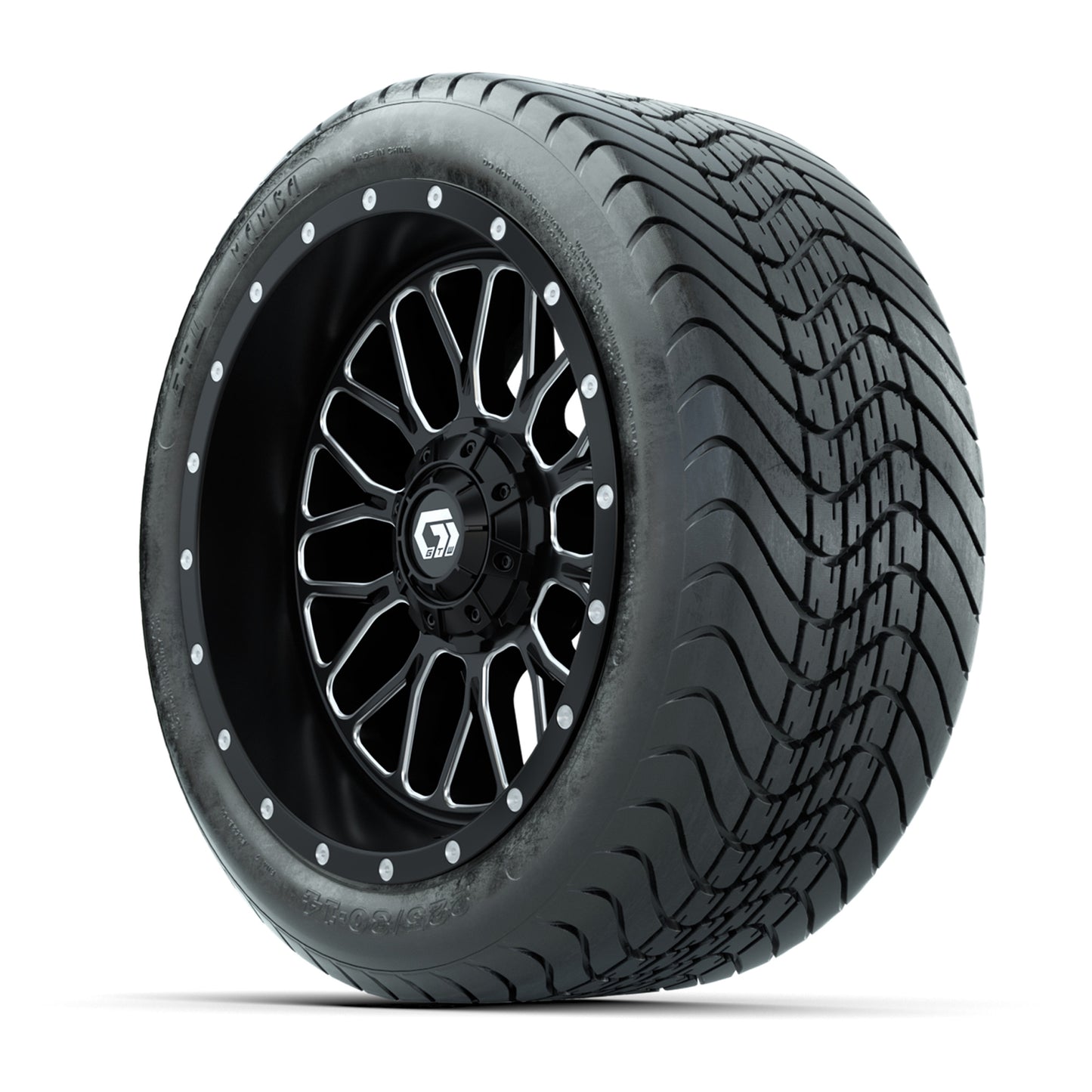 Set of (4) 14 in GTW® Helix Machined & Black Wheels with 225/30-14 Mamba Street Tire