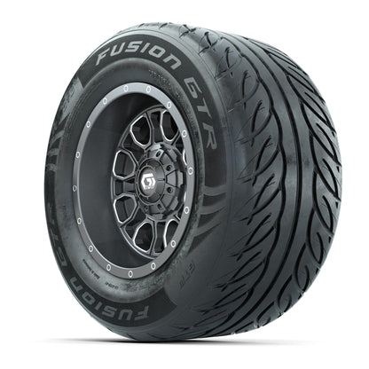 GTW® Volt Gunmetal 12 in Wheels with 255/55-R12 Fusion GTR Steel Belt Radial Street Tires – Full Set