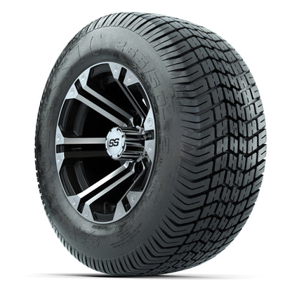 GTW® Specter Black/Machined 12 in Wheels with 255/50-12 Excel Classic Street Tires – Full Set