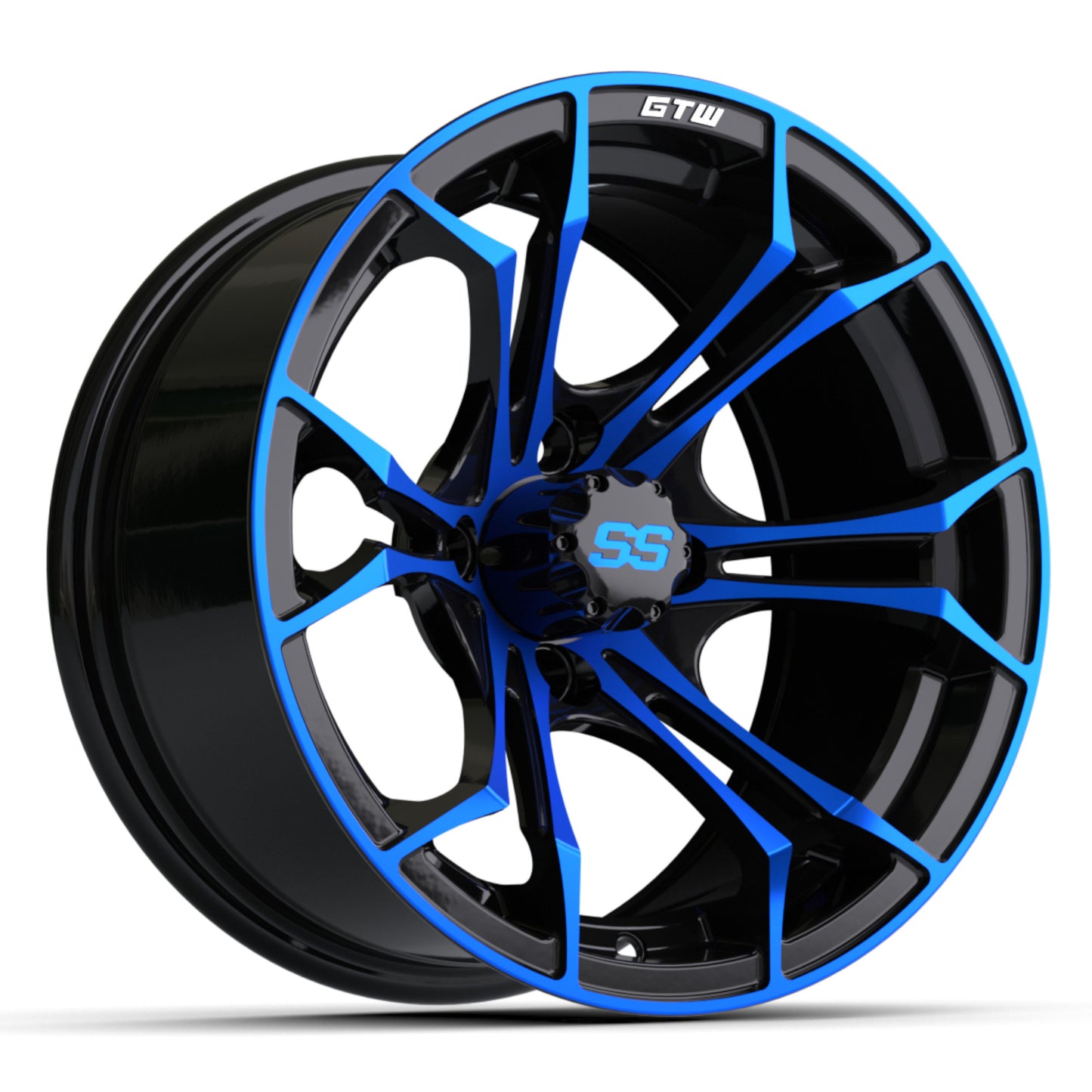 14'' GTW® Spyder Black with Blue Accents Wheel