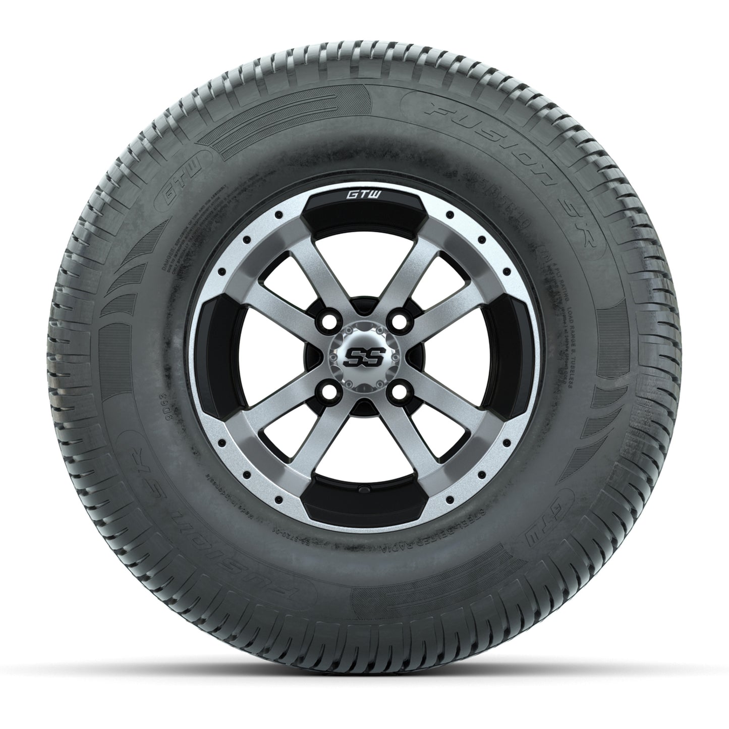 GTW Storm Trooper Black and Machined 10 in Wheels with 20in Fusion Street Tires – Set of 4