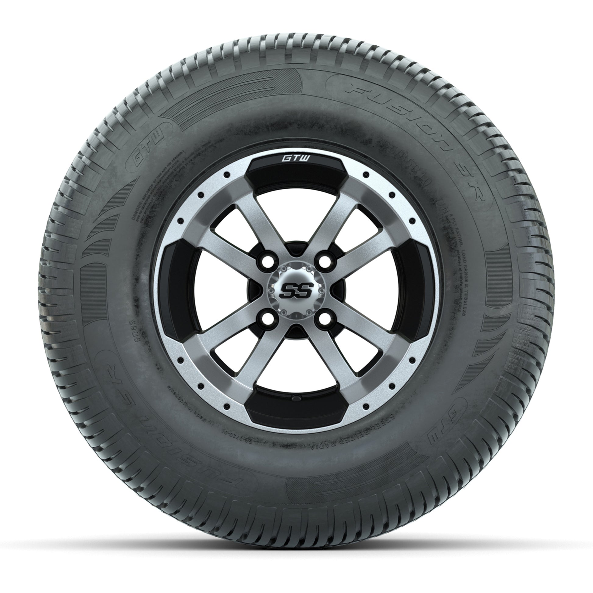 GTW Storm Trooper Black and Machined 10 in Wheels with 20in Fusion Street Tires – Set of 4