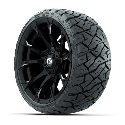GTW Diablo Gloss Black/Machined 14 in Wheels with 205/35-R14 Maverick Low-Profile All-Terrain Tires – Full Set