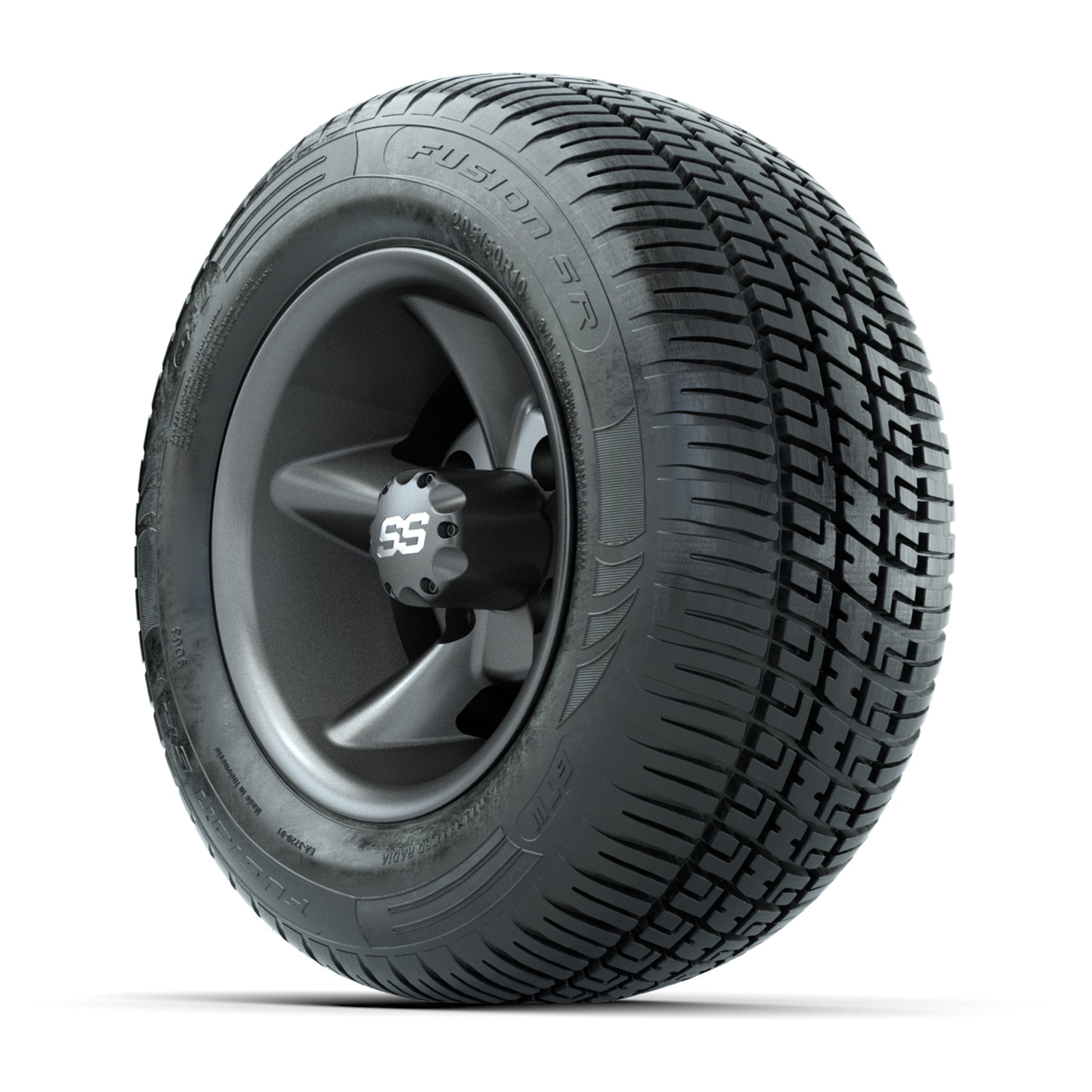 GTW Godfather Matte Gray 10 in Wheels with 205/50-R10 Fusion S/R Radial Steel Belt Street Tires – Full Set