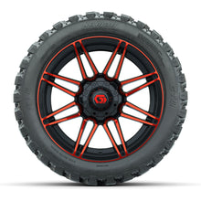 GTW® Stealth Red/Machined 14 in Wheels with 23X10-R14 Nomad Steel Belt Radial All-Terrain Tires – Full Set