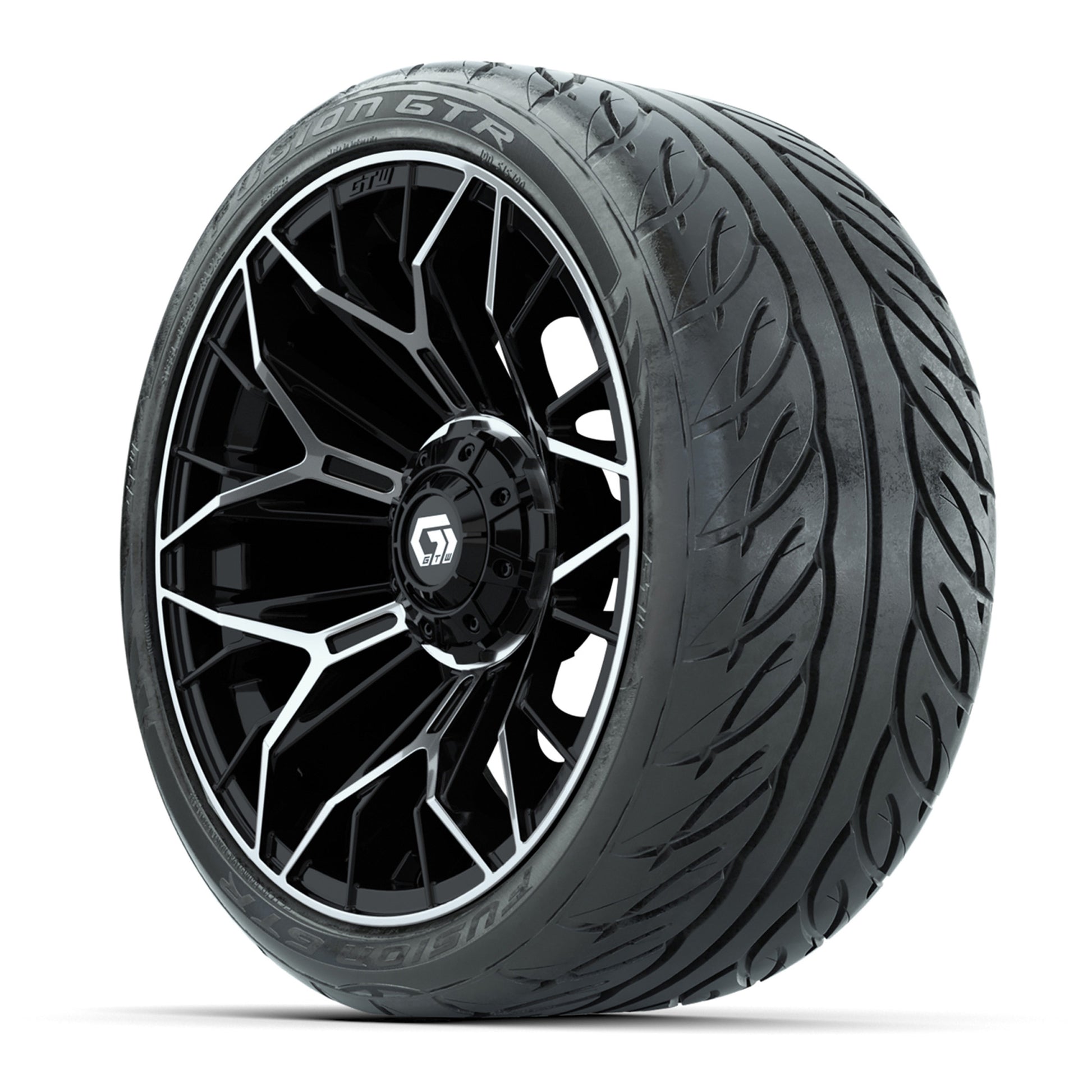 Set of (4) 15 in GTW® Stellar Machined & Black Wheels with 215/40-R15 Fusion GTR Street Tire