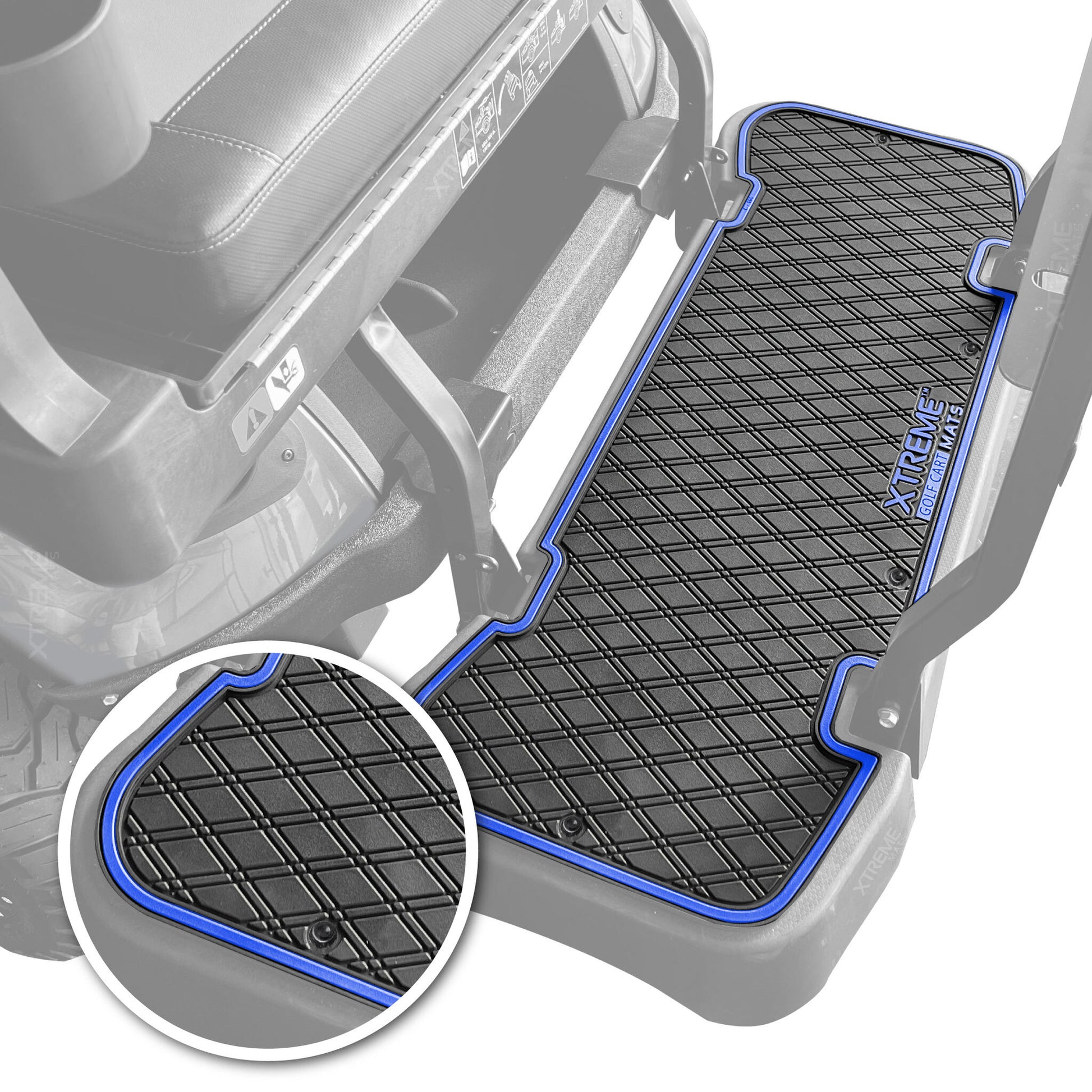 Xtreme Floor Mats for EZGO L6 Rear Seat Mat - Black/Blue