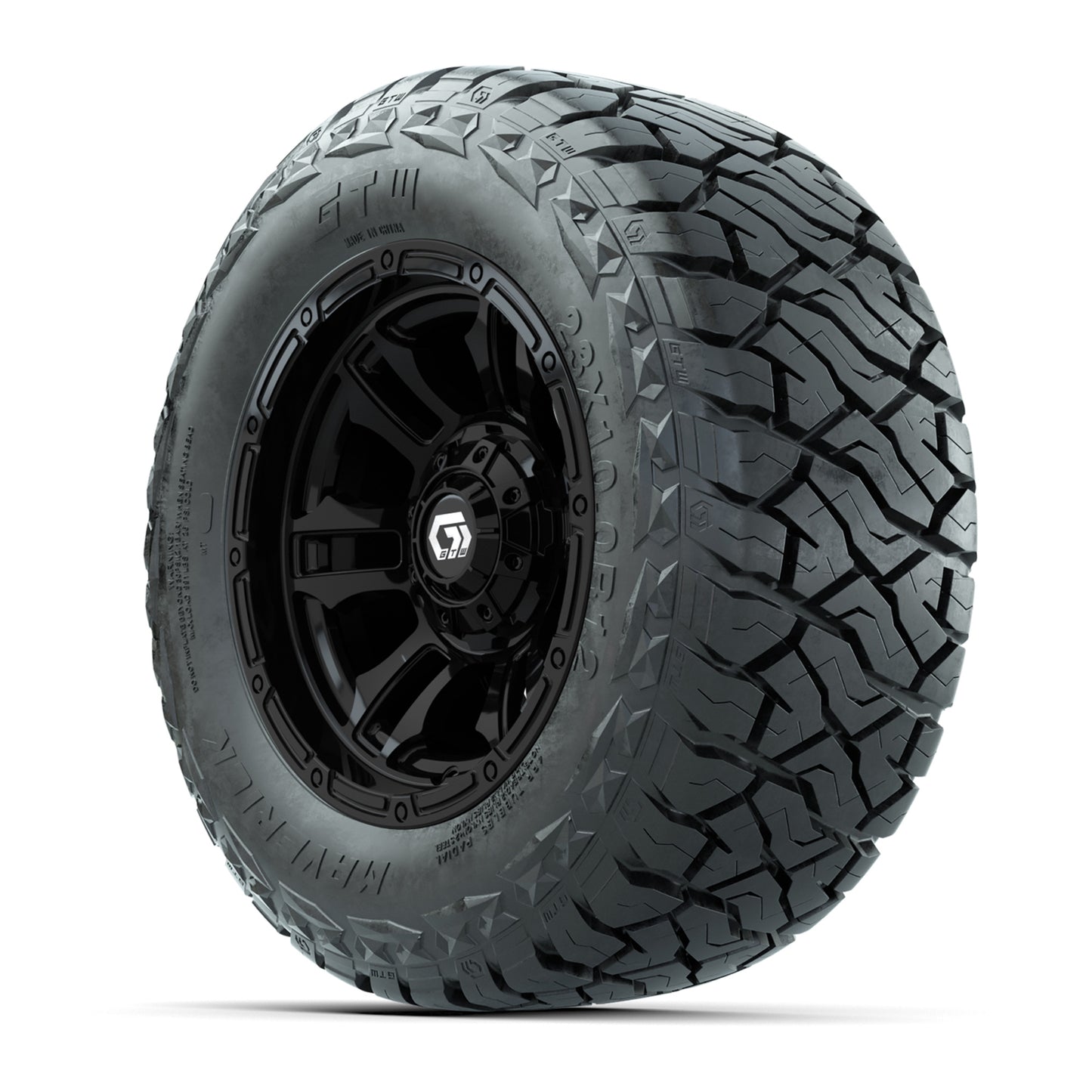 GTW Shogun Black 12 in Wheels with 23x10.00-R12 Maverick All-Terrain Tires – Full Set