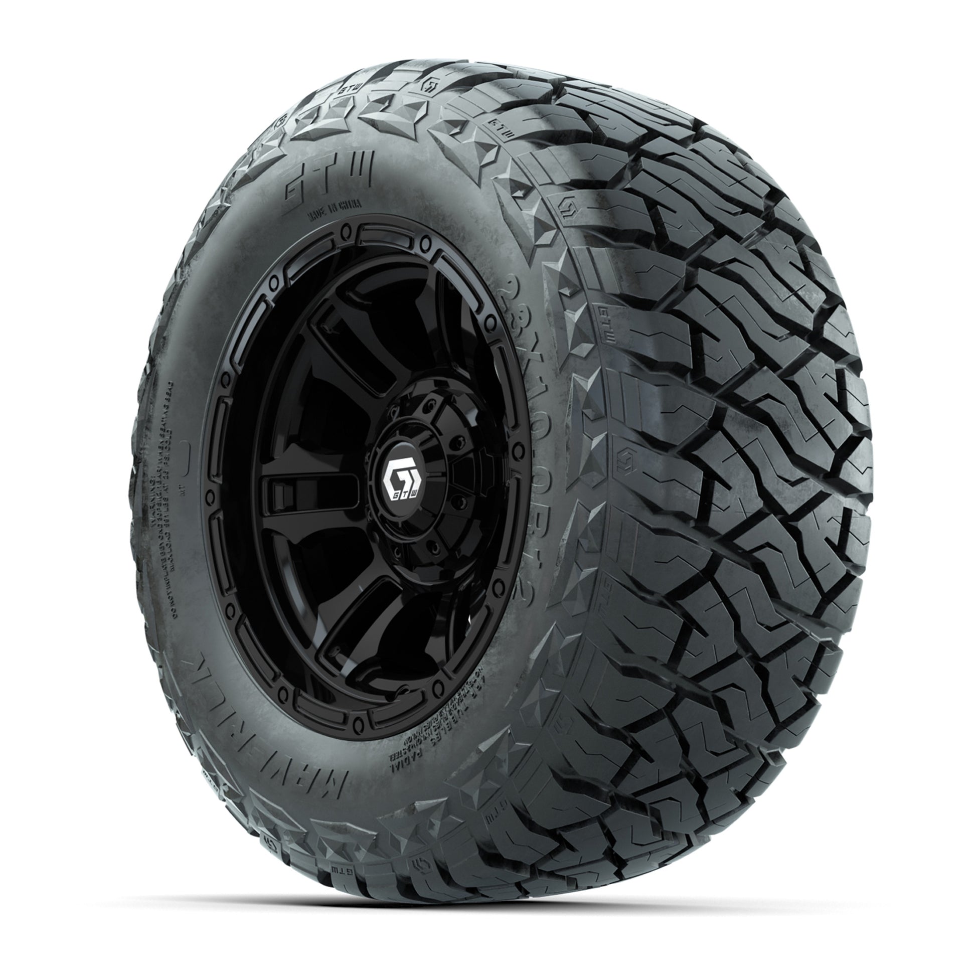 GTW Shogun Black 12 in Wheels with 23x10.00-R12 Maverick All-Terrain Tires – Full Set