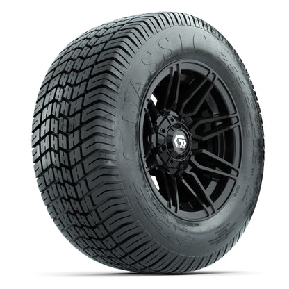 GTW® Stealth Gloss Black 12 in Wheels with 255/50-12 Excel Classic Street Tires – Full Set